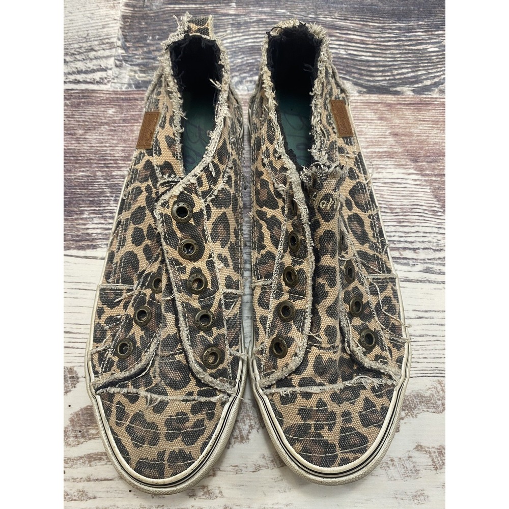 Blowfish Malibu Womens Leopard Print Slide On Canvas Tennis Shoes Size 8